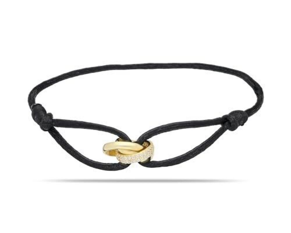 4771 3 Rings Bracelet String with Zircon Ring 18K Gold Platted Elegant Rope